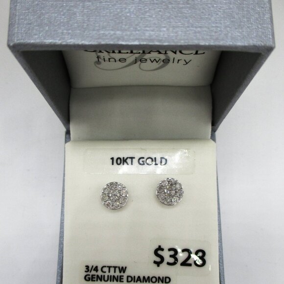 Brilliance Fine Jewelry 10KT White Gold 3/4 CTTW Genuine Diamond Stud Earrings - Picture 3 of 7